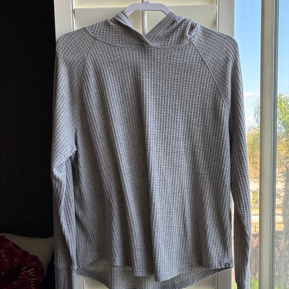 Calvin Klein Jeans Light Gray Waffle Knit Hoodie